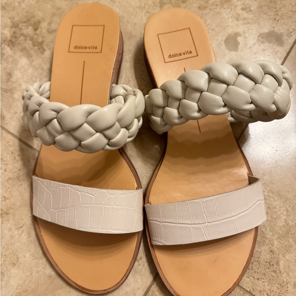 Dolce Vita Cream Sandals with Braided Design